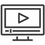 An icon representing a video player, featuring a play button.
