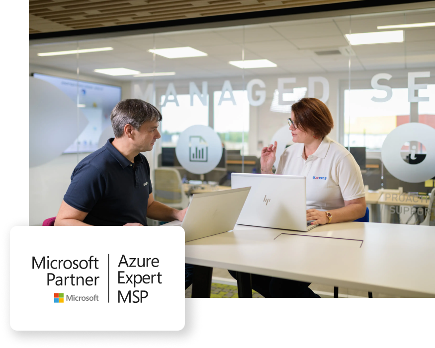 Axians experts collaborating on cloud solutions as a Microsoft AI Cloud Partner and Azure Expert MSP.